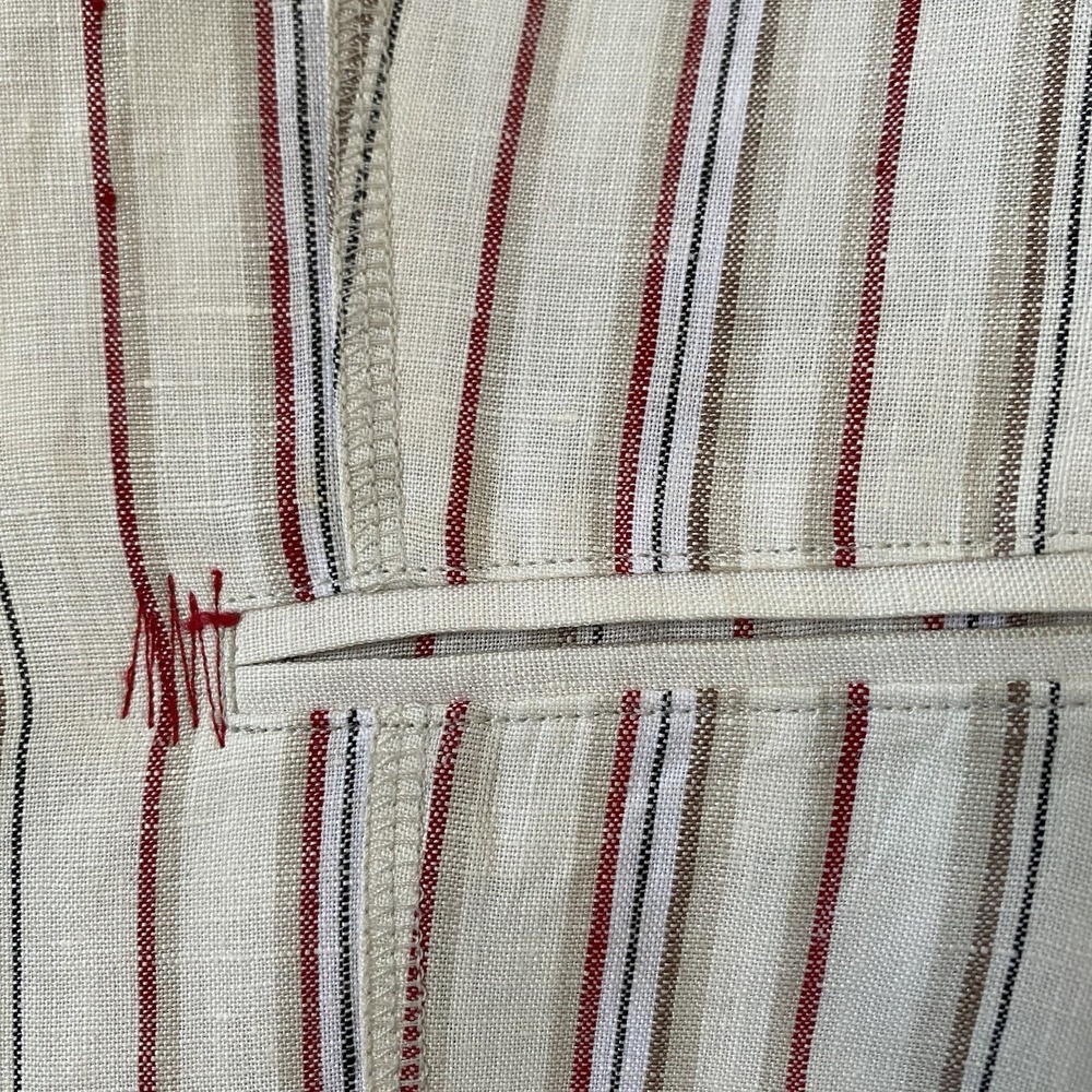 Chicos 100% Linen Blazer Size M Striped Cream Long Sleeve Relaxed Coastal Scandi - Picture 8 of 9
